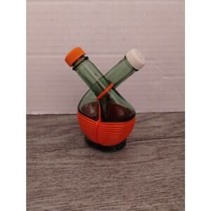 Salt and Pepper Shaker Double Green Glass Chianti Bottles
